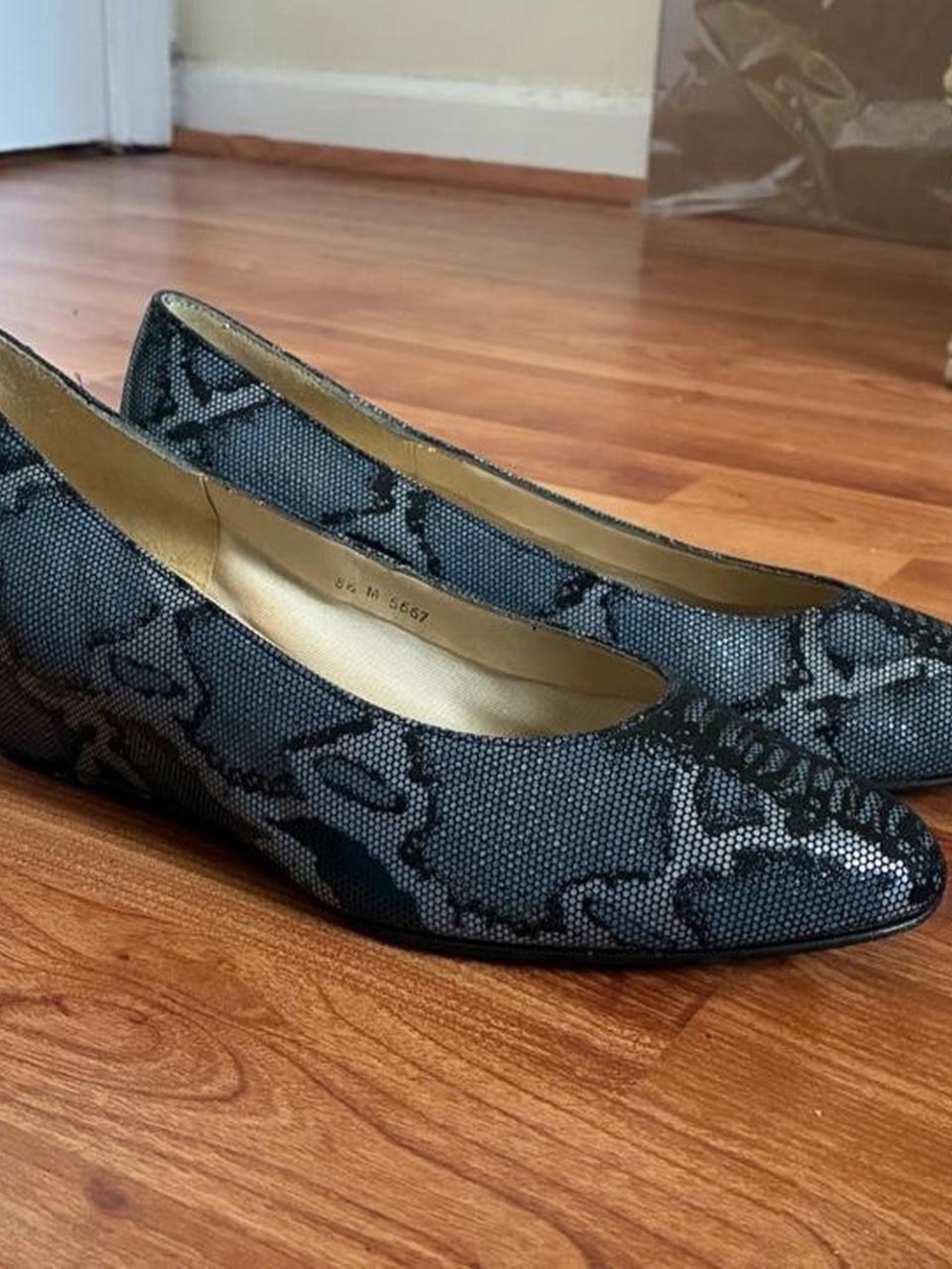 Blue Faux Snakeskin Women's Wedges